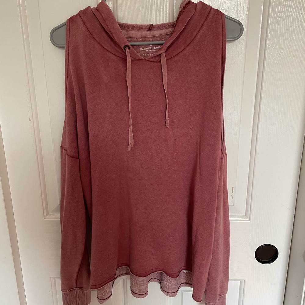 American Eagle Soft and Sexy Cold Shoulder Hoodie Size Large